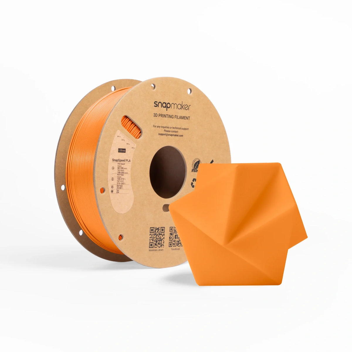 Snapmaker SnapSpeed PLA Filament (1kg, RFID) - Orange