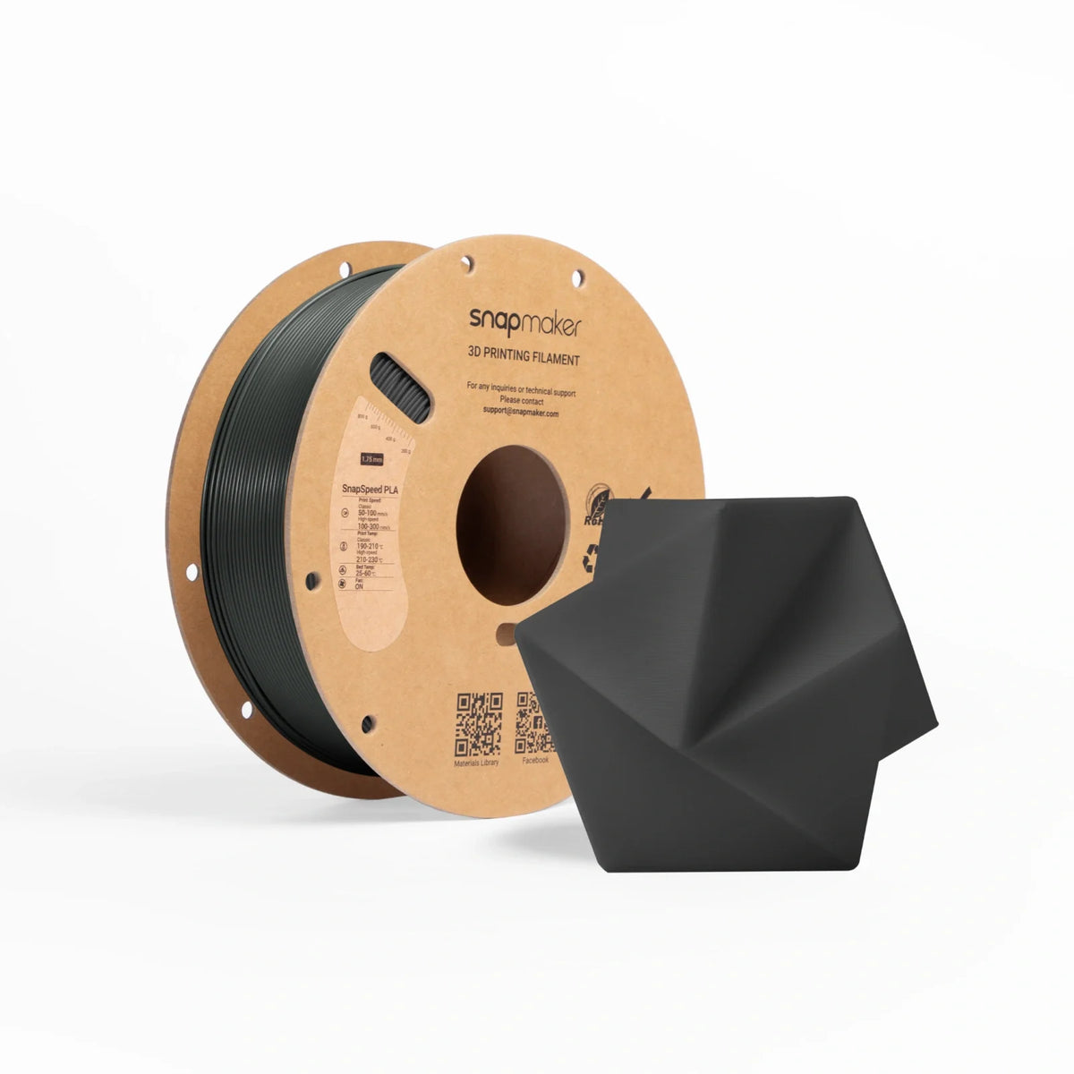 Snapmaker SnapSpeed PLA Filament (1kg, RFID) - Black