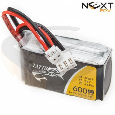 Tattu 600mAh 2s 45c Lipo Battery Pack XH-2P & XH-3P Connectors
