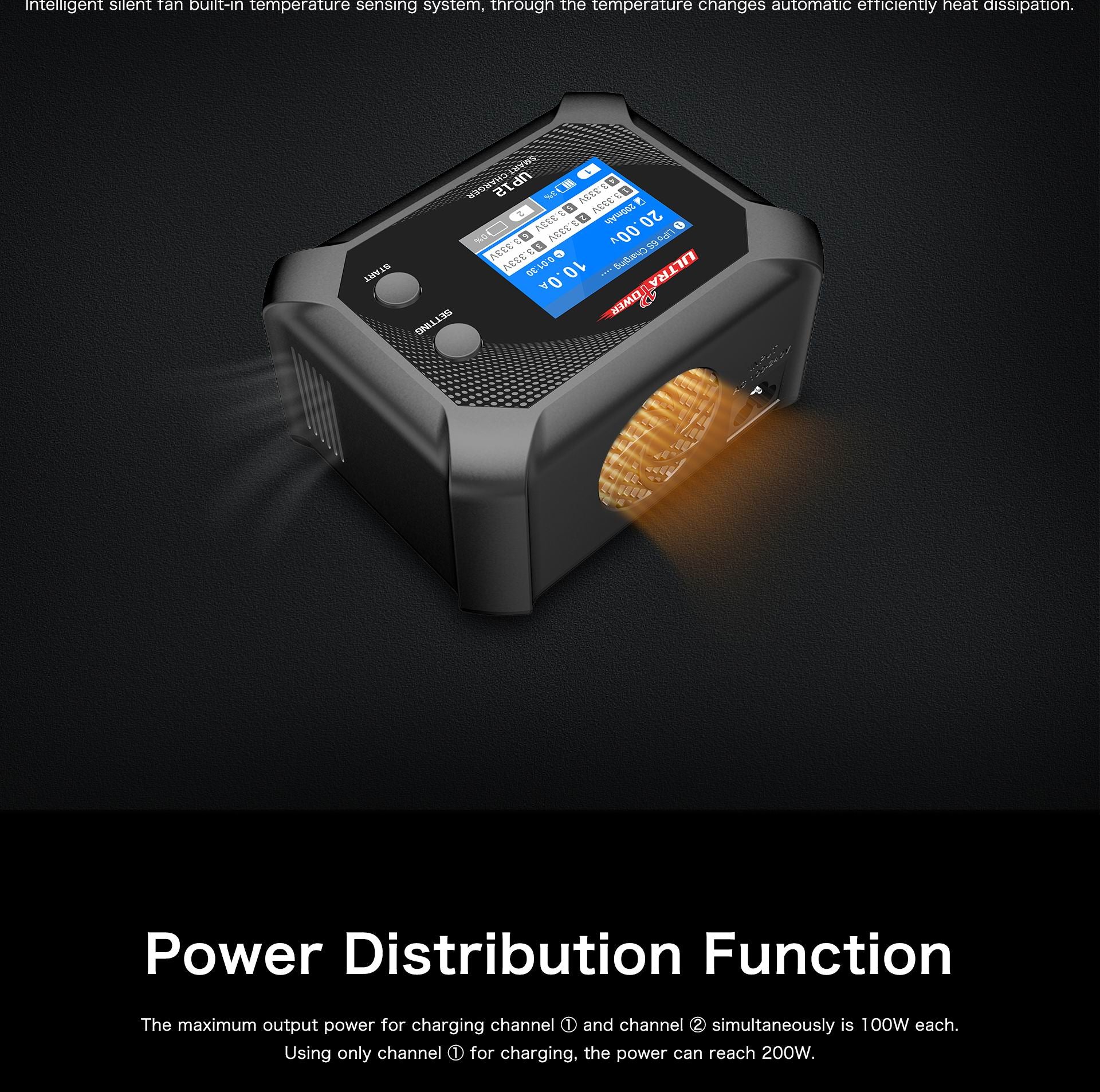 Ultra Power 12 200W, 10A Smart Dual Channel AC Charger