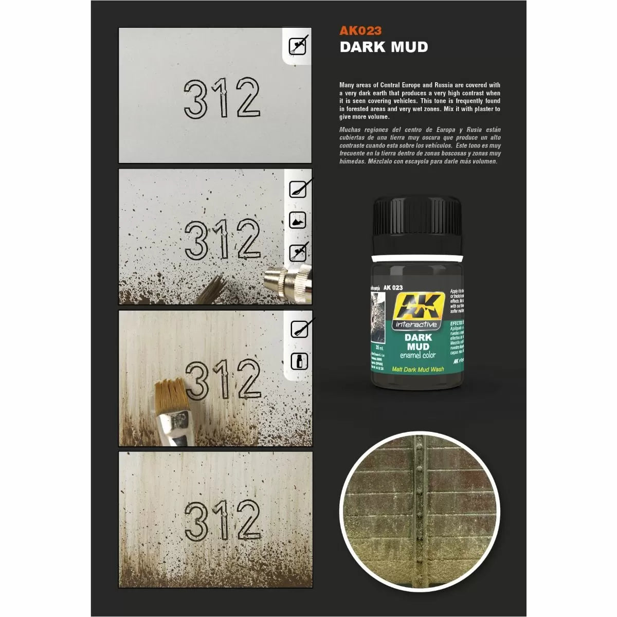 AK Interactive - Weathering Products - Dark Mud Effects 35ml