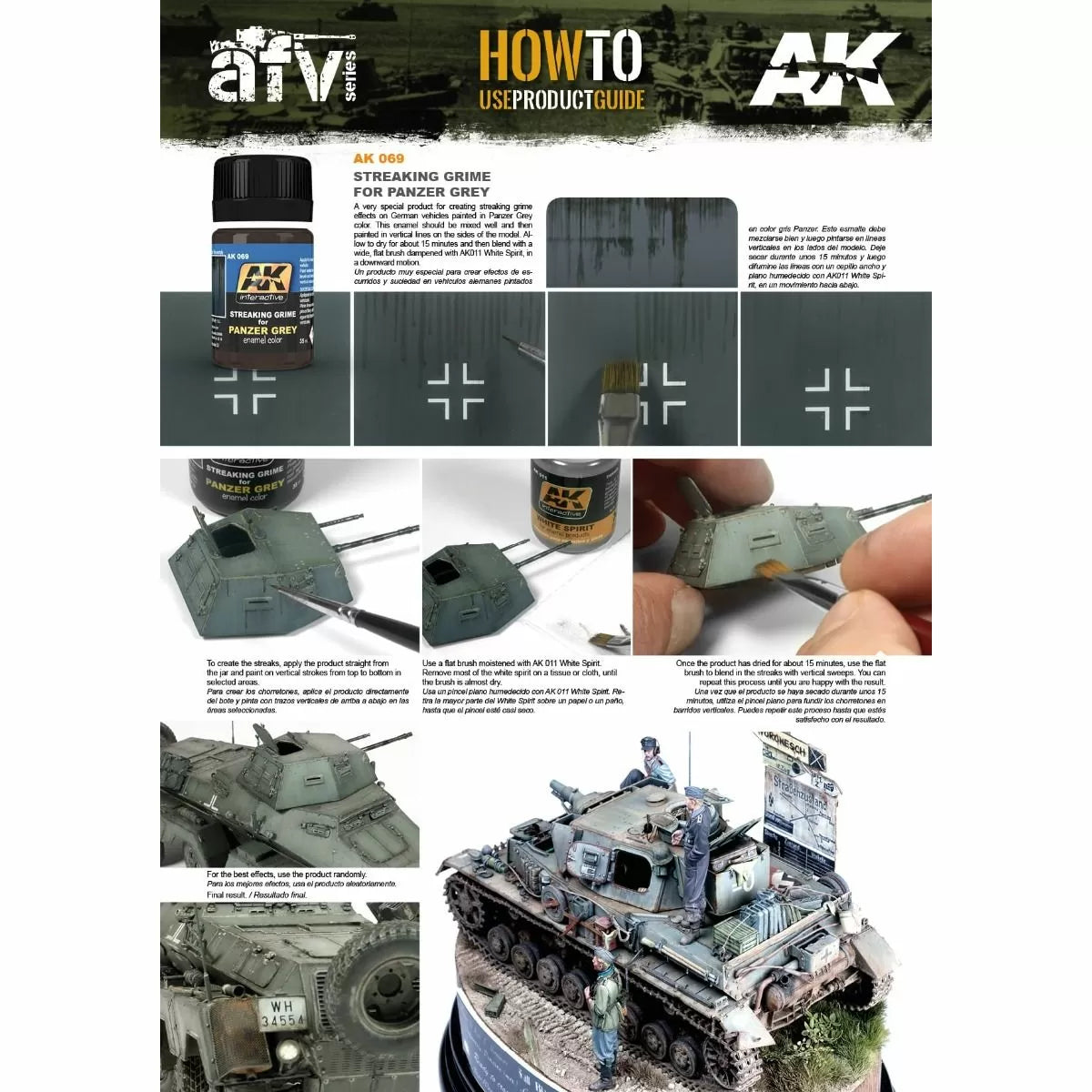 AK Interactive - Weathering Products - Streaking Grime for Panzer Grey Vehicles 35ml