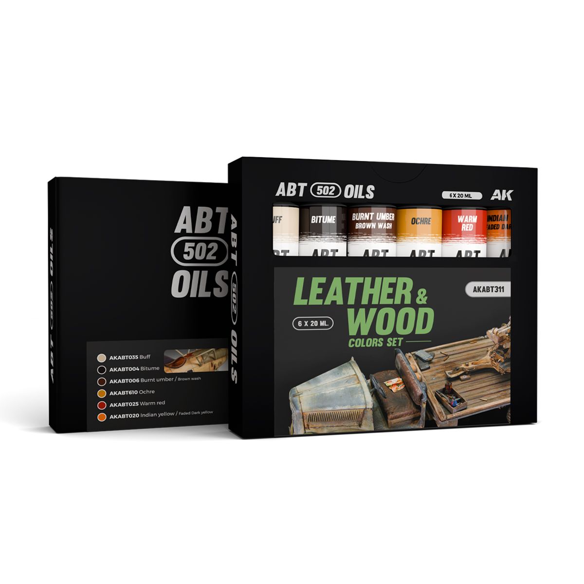 AK Interactive - Abteilung 502 - Oil Sets - Leather & Wood Colors Set