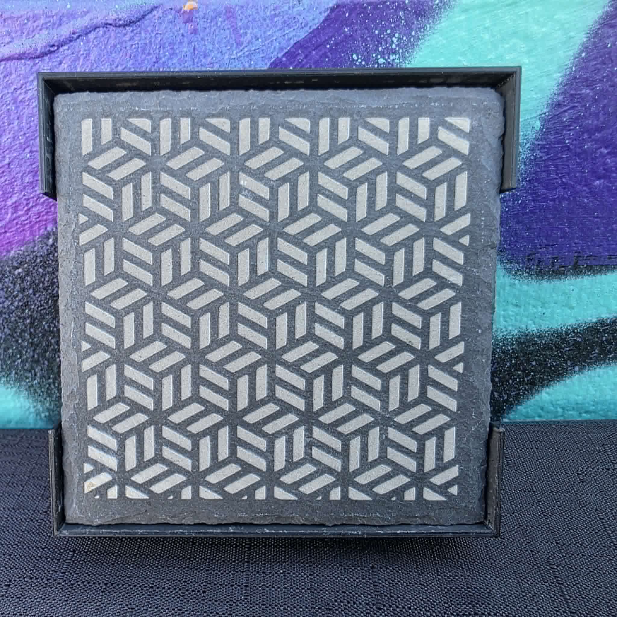 Laser etched slate coasters