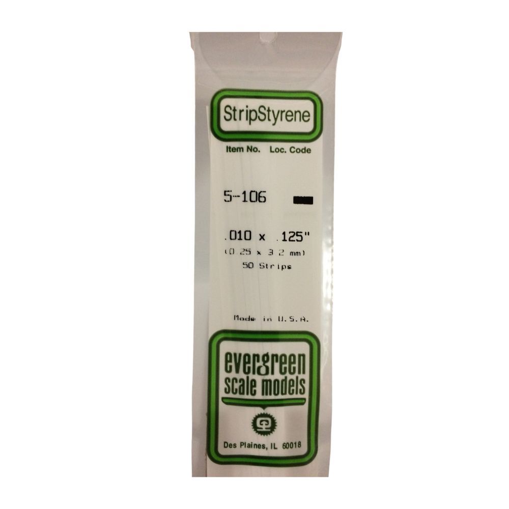 Evergreen 106 Styrene Strip .010 x .125 in (10 Pack)