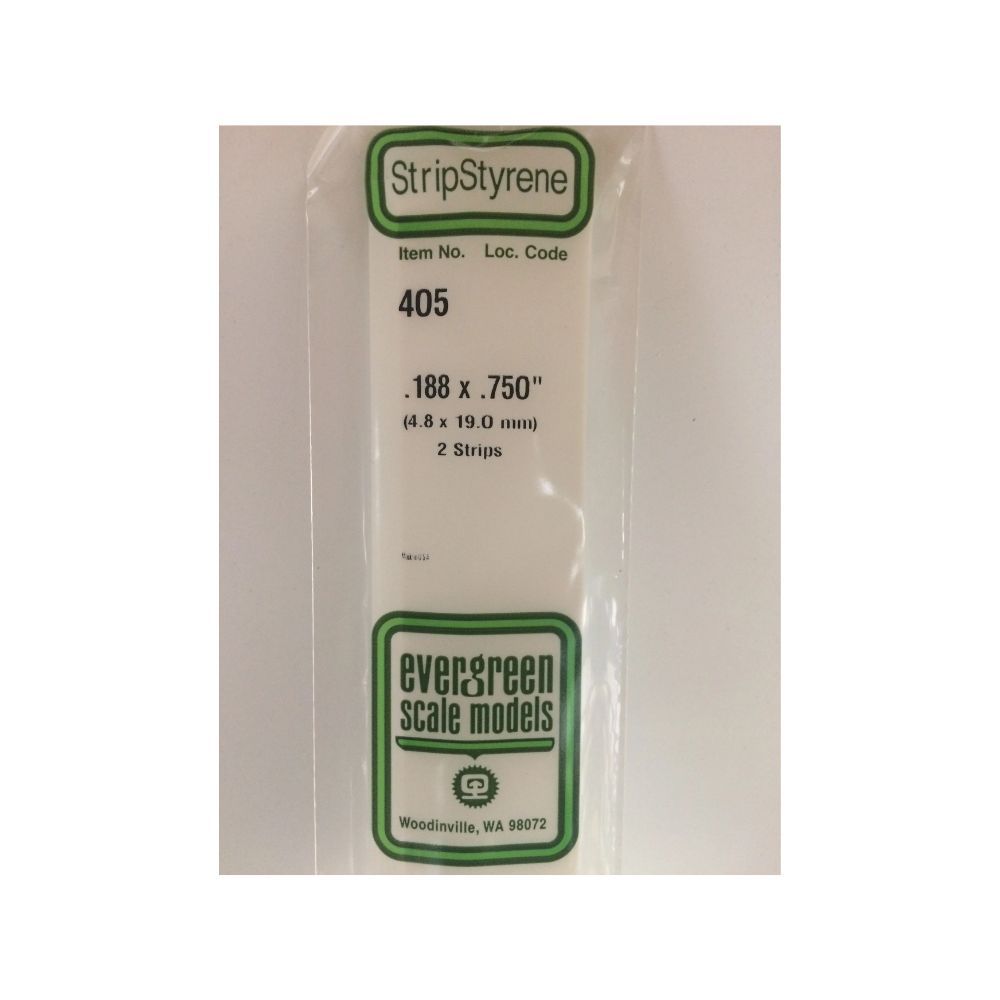 Evergreen 405 Styrene Strip .188 x .750 x 24 in (2 Pack)