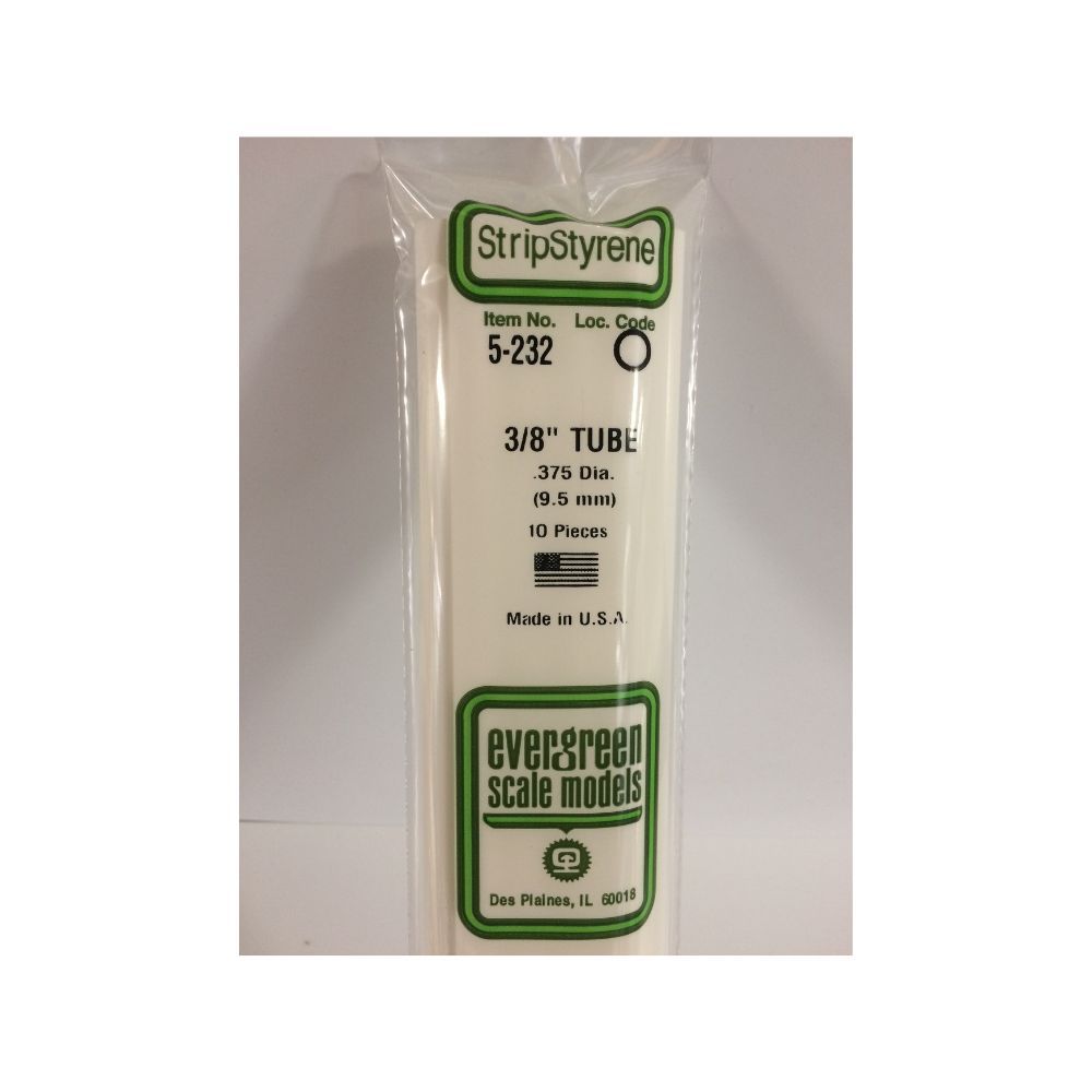 Evergreen 5232 Styrene Tube 3/8 (.375) in (10 Pack)