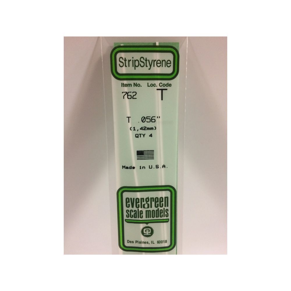 Evergreen 762 Styrene T-Shape 1.42 mm x 14 in (4 Pack)