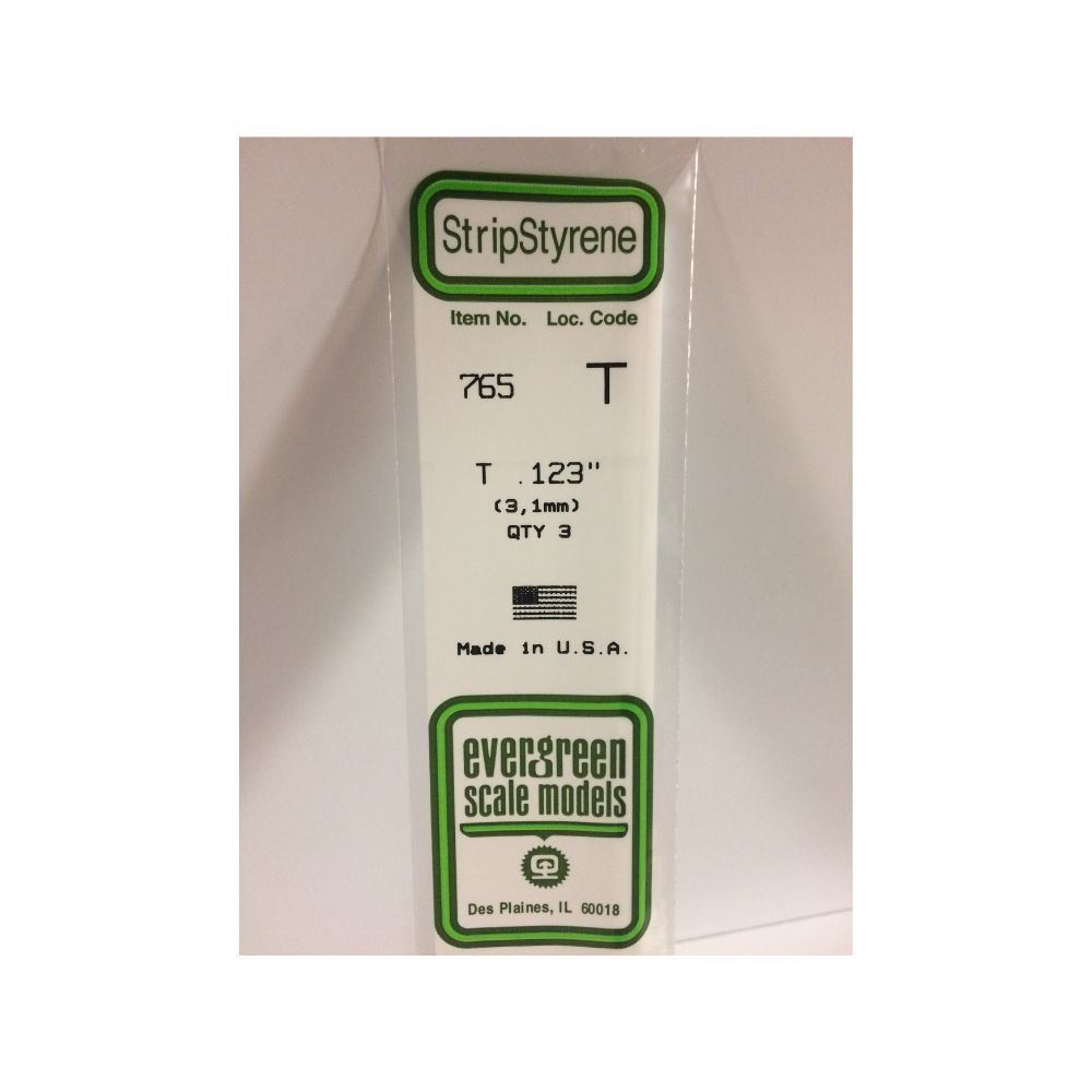 Evergreen 765 Styrene T-Shape 3.10 mm x 14 in (3 Pack)