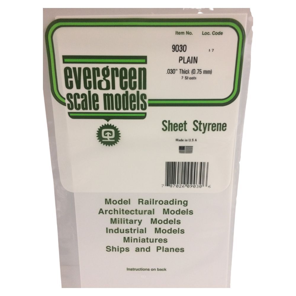 Evergreen 9230 White Styrene Sheet 11 x 14 in, 0.75 mm Thick (8 Pack)