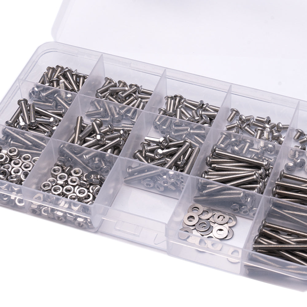 Plexa M3 304 Stainless Steel Button Bolts, Nut and Washer Assorted Kit (400 pack)