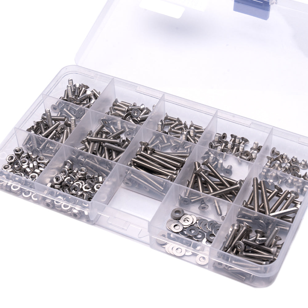 Plexa M3 304 Stainless Steel Countersunk Bolts, Nut and Washer Assorted Kit (400 pack)