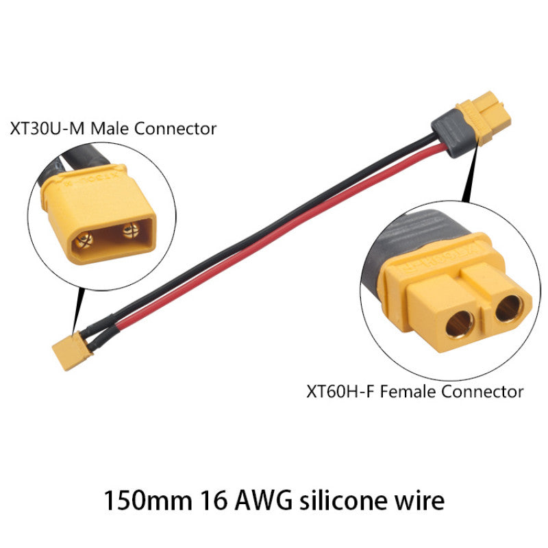 Plexa XT60 Female To XT30 Male 30cm 16AWG Adapter Cable - Rising Sun FPV