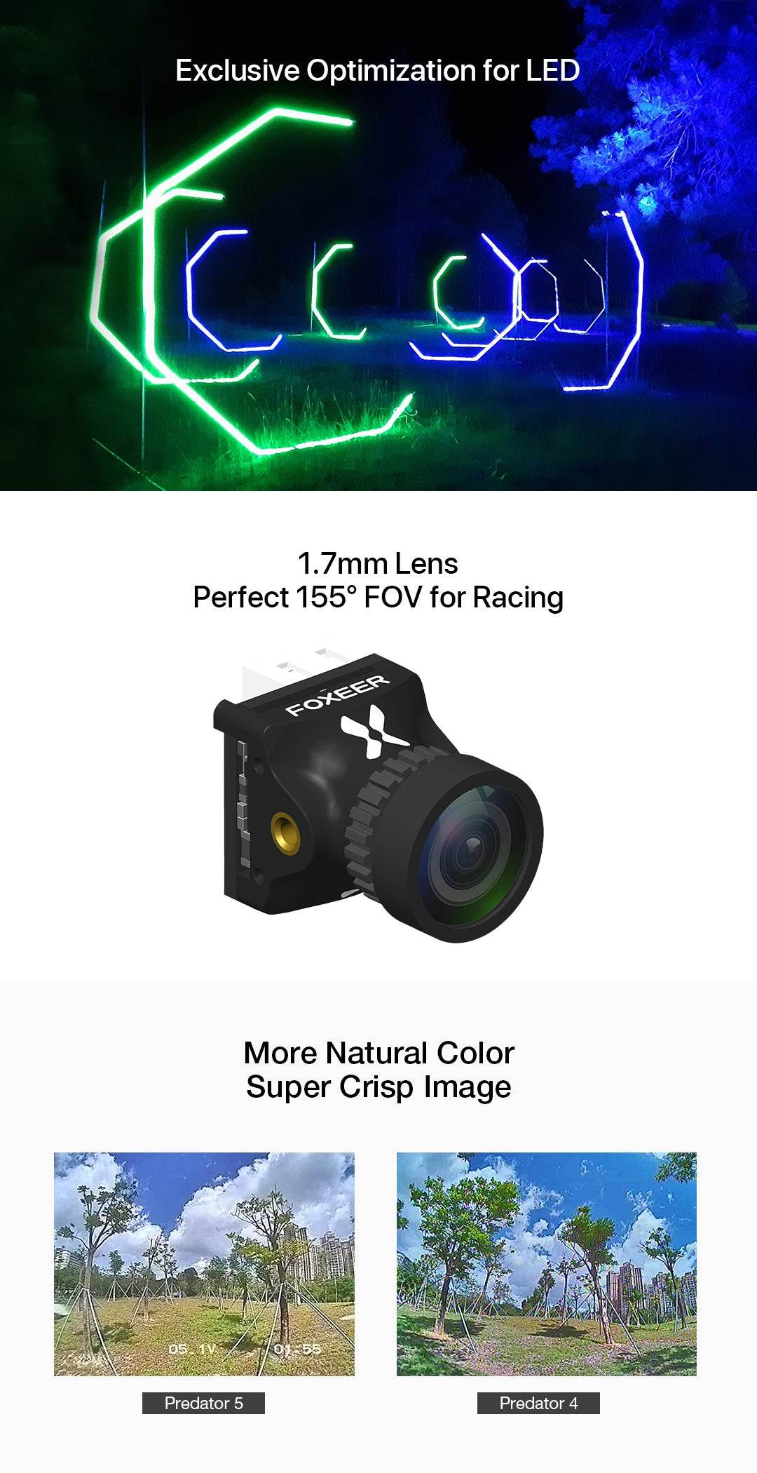 Foxeer Nano Predator 5 Racing Camera 4ms Latency Super WDR - Rising Sun FPV