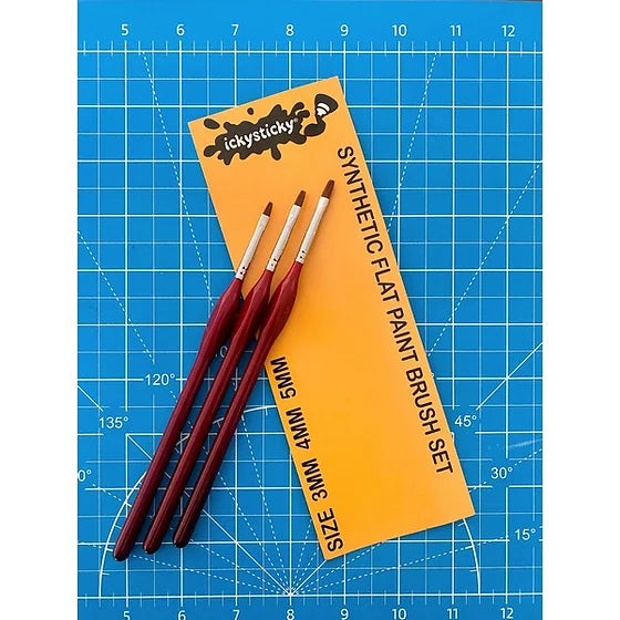 SYNTHETIC FLAT DETAIL PAINT BRUSH SET 3MM, 4MM, 5MM