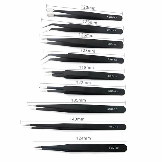 9 PIECE PRECISION TWEEZER SET W/BAG