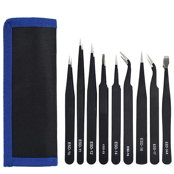 9 PIECE PRECISION TWEEZER SET W/BAG