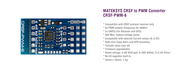 MatekSYS CRSF TO PWM-6 CONVERTER