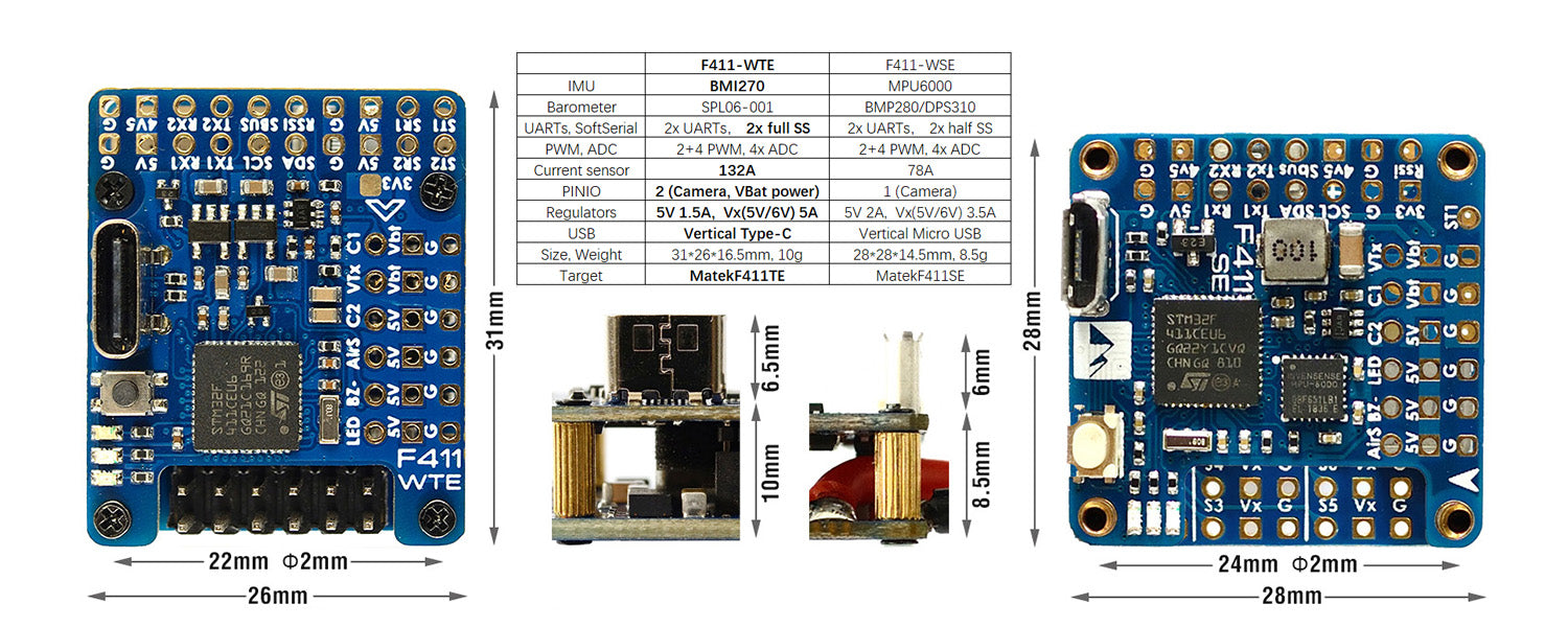 MatekSYS FLIGHT CONTROLLER F411-WTE