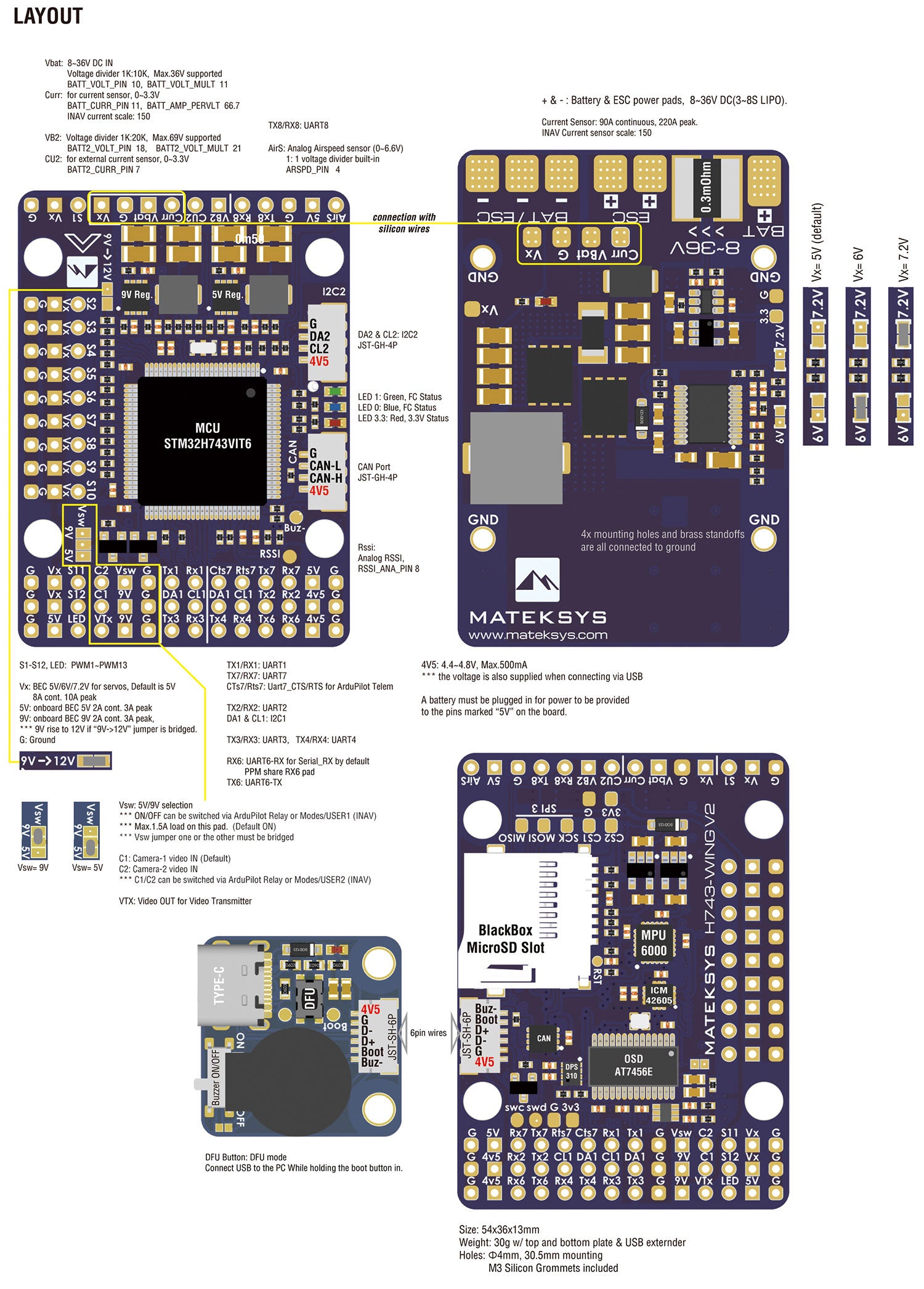 MatekSYS FLIGHT CONTROLLER H743-WING V3