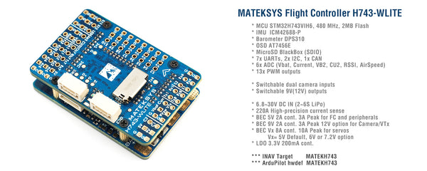 MatekSYS FLIGHT CONTROLLER H743-WLITE