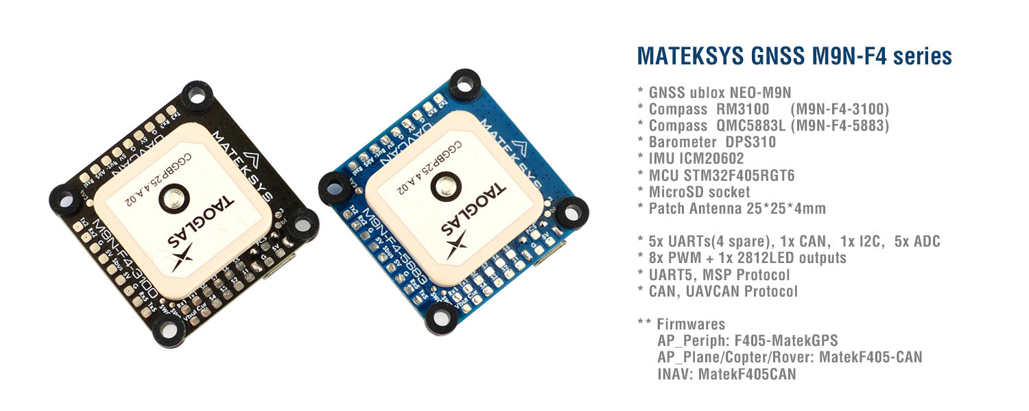 MatekSYS AP_Periph & FC, GNSS M9N-F4-Series 3100/5883