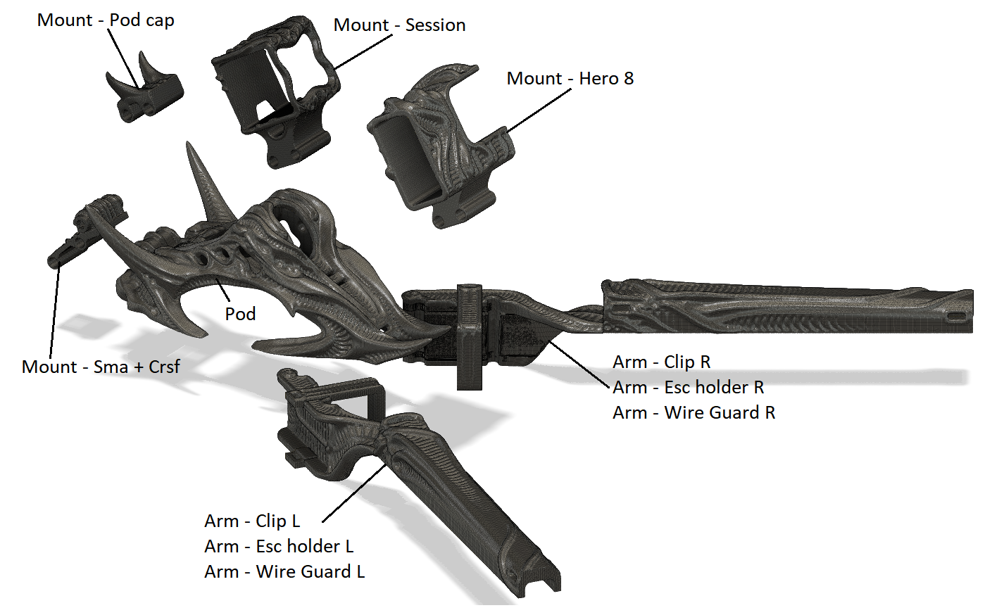 Big Fu*kin WEDGE (BFW) X-CLASS Frame 3D Printed Kit